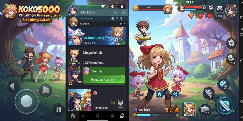 Tampilan gameplay KOKO5000 yang menakjubkan dengan karakter Anime.