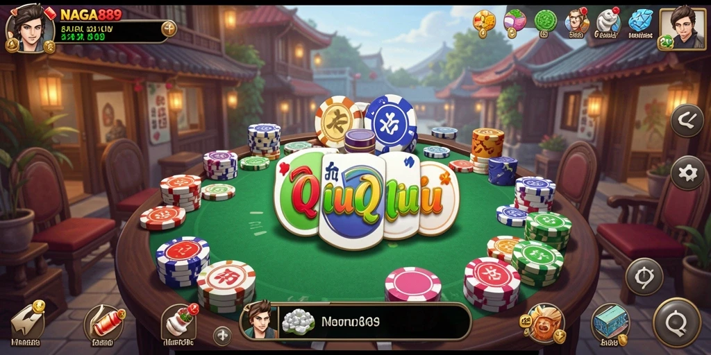 Screenshot gameplay NAGA889 menampilkan aksi seru dalam permainan QiuQiu.