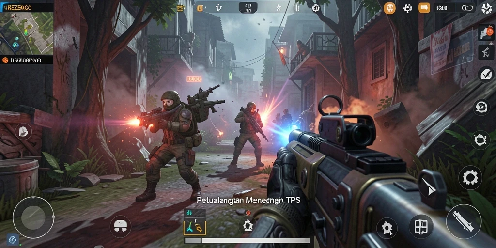 Gameplay menegangkan dalam REZEKIGO dengan aksi tembak-menembak.